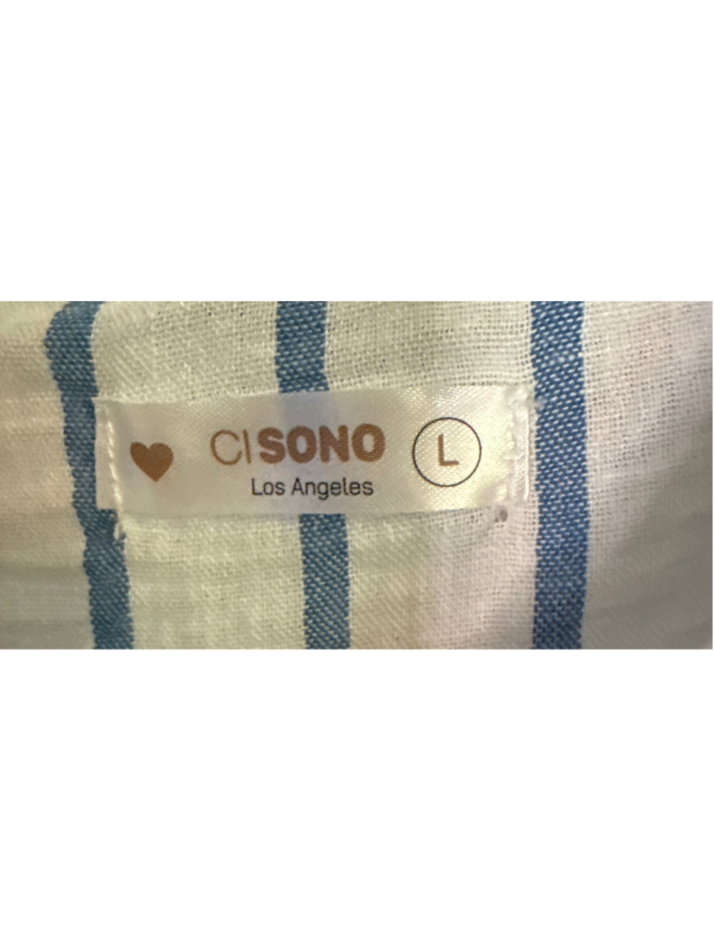 Ci Sono Button Down Shirt Large White Blue Striped Long Sleeve - Picture 3 of 4
